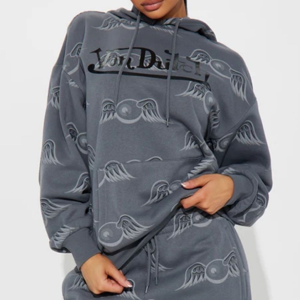 Von Dutch Gray Fly High Hoodie with Winged Graphics #A